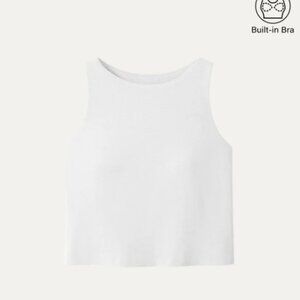 New with Tags: OGL WHITE Cotton-Linen-Luxe Cropped Boatneck Brami Tank, M